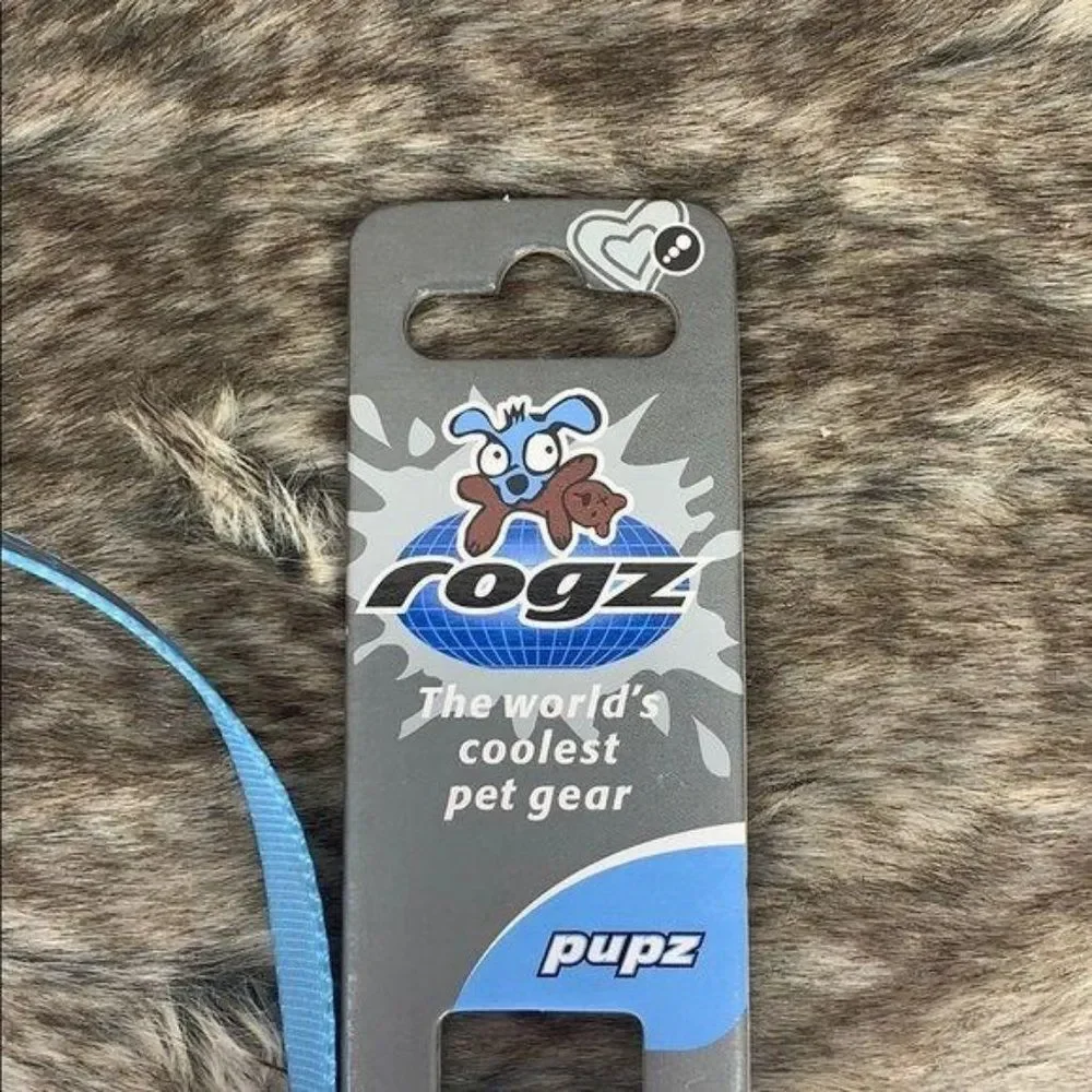 Rogz Pupz Blue Reflective Dog Long Thin Coolest Pet Dog Bone Silver Leash‎